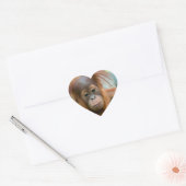 Cute Baby Orangutan kijkt recht vooruit Hart Sticker (Envelop)