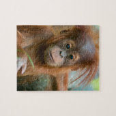 Cute Baby Orangutan kijkt recht vooruit Legpuzzel (Horizontaal)