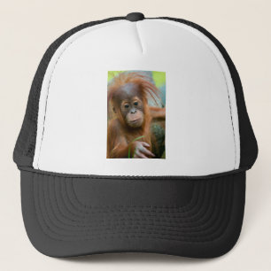 Cute Baby Orangutan kijkt recht vooruit Trucker Pet