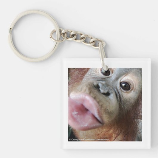 Cute Baby Orangutan Kiss Sleutelhanger (Voorkant)