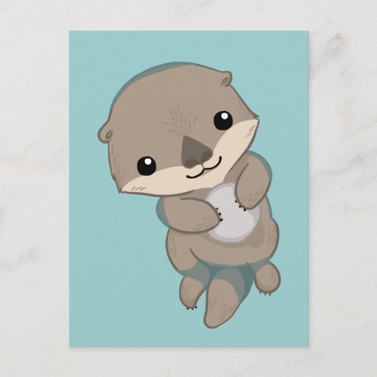 Cute Baby Otter Pup Briefkaart (Voorkant)