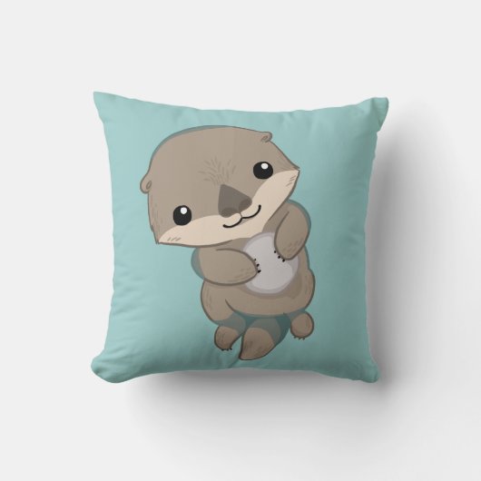 Cute Baby Otter Pup Kussen (Voorkant)