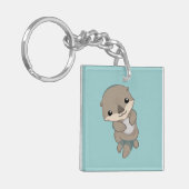 Cute Baby Otter Pup Sleutelhanger (Voorkant Links)