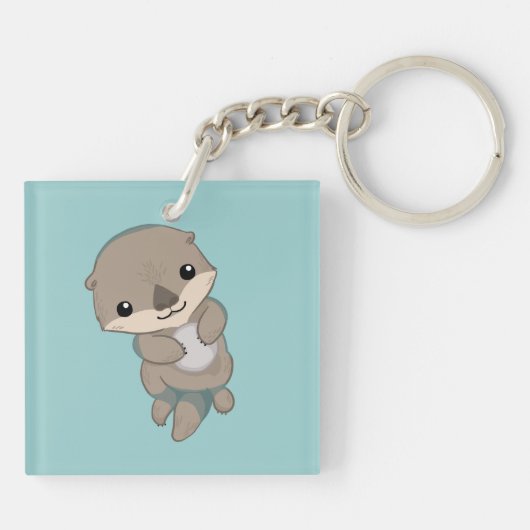 Cute Baby Otter Pup Sleutelhanger (Achterkant)