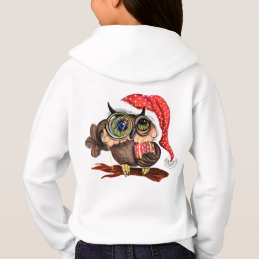 Cute Baby Owl in het Pet met Kerstmis en Gift - Fu (Achterkant)