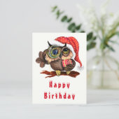 Cute Baby Owl in kerstmis Pet en cadeautjes - Birt Briefkaart (Staand voorkant)