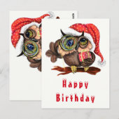Cute Baby Owl in kerstmis Pet en cadeautjes - Birt Briefkaart (Voorkant / Achterkant)