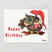 Cute Baby Owl in kerstmis Pet en cadeautjes - Birt Briefkaart (Achterkant)