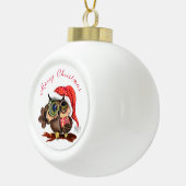 Cute Baby Owl in kerstPet en cadeau voor u Keramische Bal Ornament (Rechts)