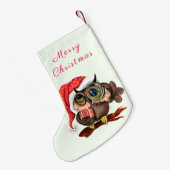 Cute Baby Owl in kerstPet en cadeau voor u Kleine Kerstsok (Achterkant (Hangend))