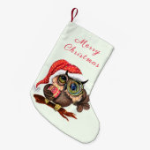Cute Baby Owl in kerstPet en cadeau voor u Kleine Kerstsok (Voorkant (Hangend))