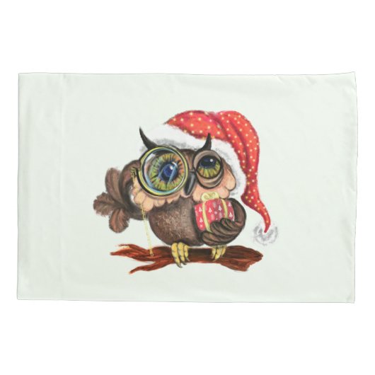 Cute Baby Owl in kerstPet en cadeau voor u Kussensloop (Achterkant)