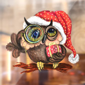 Cute Baby Owl in kerstPet en cadeau voor u Raamsticker (Vel 2)