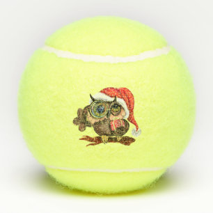 Cute Baby Owl in kerstPet en cadeau voor u Tennisballen