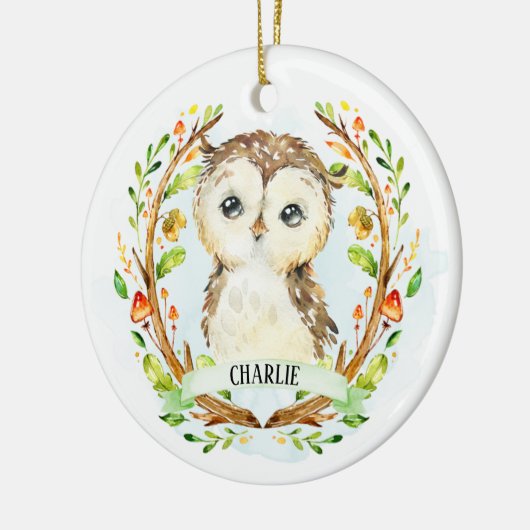 Cute Baby Owl Keramisch Ornament (Links)