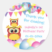 Cute baby owl kinderverjaardag bedankt