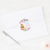 Cute baby owl kinderverjaardag bedankt ronde sticker (Envelop)