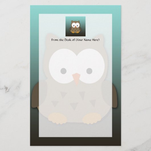 Cute Baby Owl Personalized Briefpapier (Voorkant)
