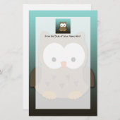 Cute Baby Owl Personalized Briefpapier (Voorkant / Achterkant)