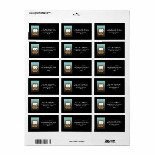 Cute Baby Owl Personalized Etiket (Full Sheet)