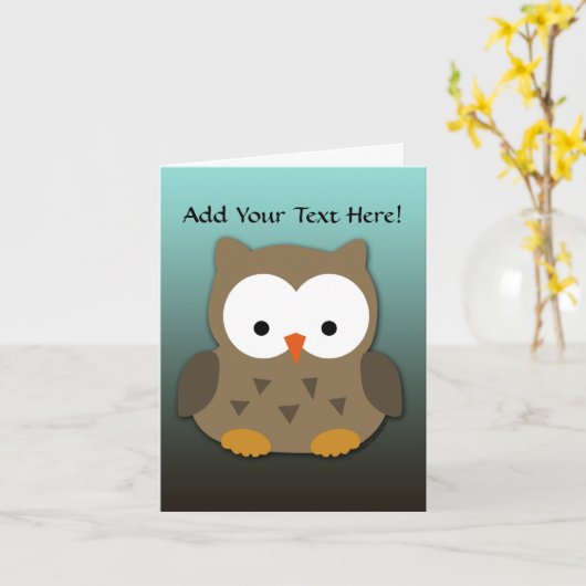 Cute Baby Owl Personalized Kaart (Gele Bloem)