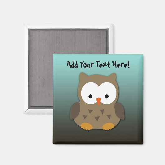 Cute Baby Owl Personalized Magneet (Voorkant / Achterkant)