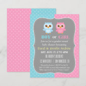 Cute Baby Owl Thema Gender Reopenbaarmakingsfeest Kaart (Voorkant / Achterkant)