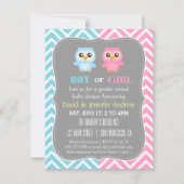 Cute Baby Owl Theme Chevron Gender Reopenbaarmakin Kaart (Voorkant)