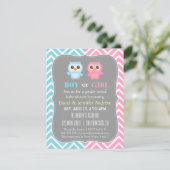 Cute Baby Owl Theme Chevron Gender Reopenbaarmakin Kaart (Staand voorkant)