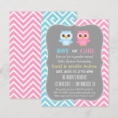 Cute Baby Owl Theme Chevron Gender Reopenbaarmakin Kaart (Voorkant / Achterkant)