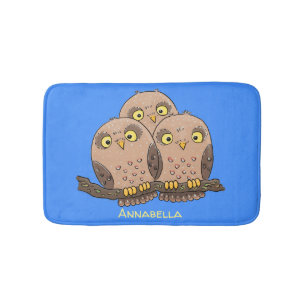 Cute baby owl trio cartoon illustratie badmat