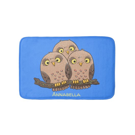 Cute baby owl trio cartoon illustratie badmat (Voorkant)