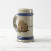 Cute baby owl trio cartoon illustratie bierpul (Voorkant links)