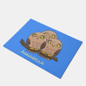 Cute baby owl trio cartoon illustratie deurmat (Schuin)