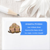Cute baby owl trio cartoon illustratie etiket (Insitu)