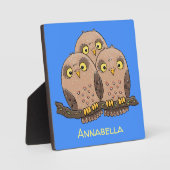 Cute baby owl trio cartoon illustratie fotoplaat (Voorkant)