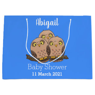 Cute baby owl trio cartoon illustratie groot cadeauzakje