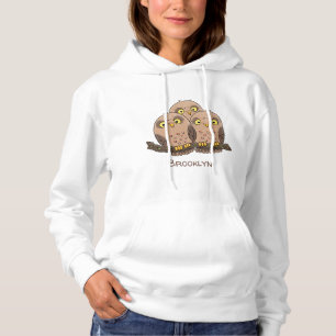 Cute baby owl trio cartoon illustratie hoodie