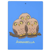 Cute baby owl trio cartoon illustratie klembord (Achterkant)