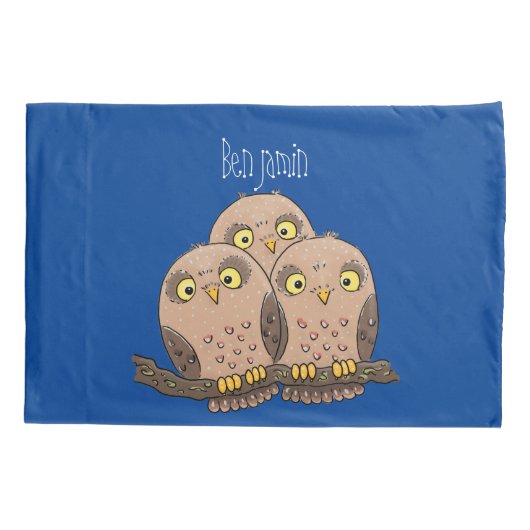 Cute baby owl trio cartoon illustratie kussensloop (Achterkant)