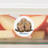 Cute baby owl trio cartoon illustratie labels (Aangebracht)