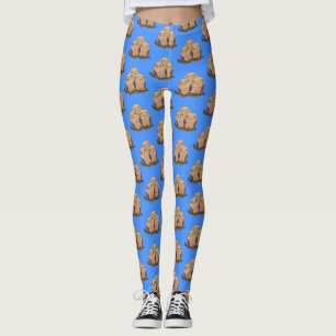 Cute baby owl trio cartoon illustratie leggings