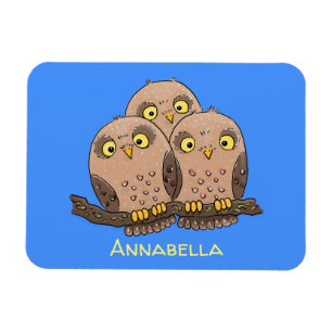 Cute baby owl trio cartoon illustratie magneet
