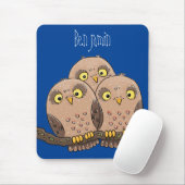 Cute baby owl trio cartoon illustratie muismat (Met muis)