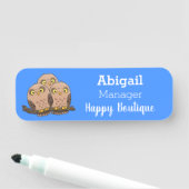 Cute baby owl trio cartoon illustratie naamplaatje (In situ)