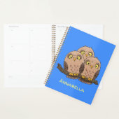 Cute baby owl trio cartoon illustratie planner (Display)