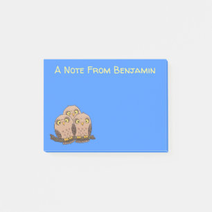 Cute baby owl trio cartoon illustratie post-it® notes