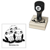 Cute baby owl trio cartoon illustratie rubberstempel (Gestempeld)