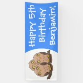 Cute baby owl trio cartoon illustratie spandoek (Verticaal)