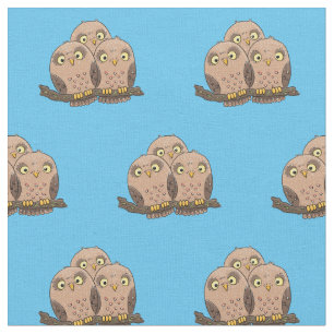 Cute baby owl trio cartoon illustratie stof